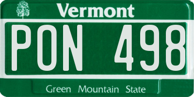 VT license plate PON498