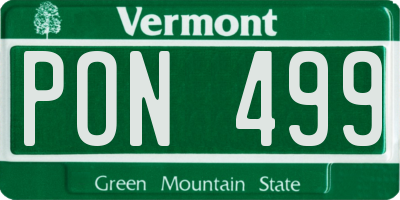 VT license plate PON499