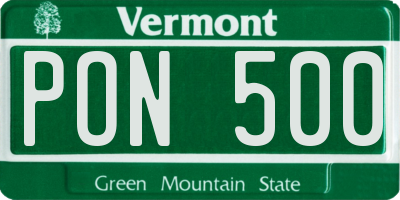 VT license plate PON500