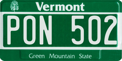 VT license plate PON502