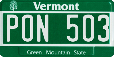VT license plate PON503