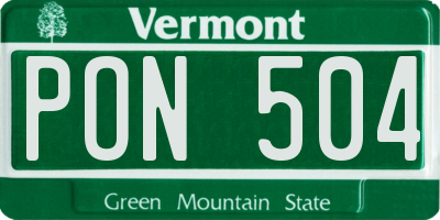 VT license plate PON504