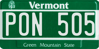 VT license plate PON505