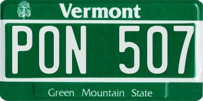 VT license plate PON507
