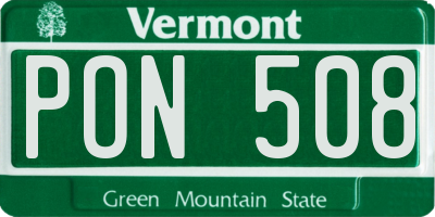 VT license plate PON508
