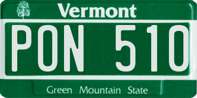 VT license plate PON510