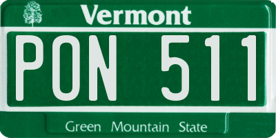 VT license plate PON511
