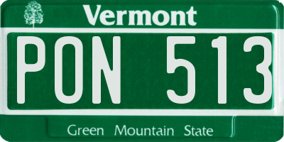 VT license plate PON513