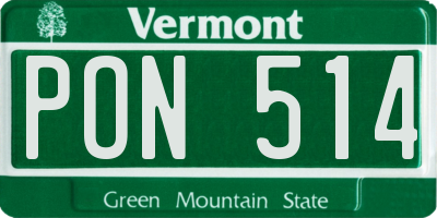 VT license plate PON514