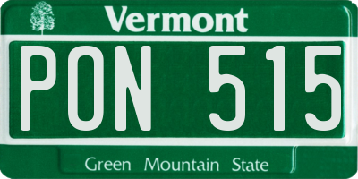 VT license plate PON515