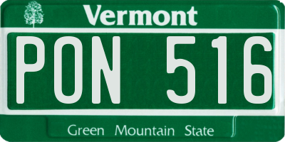 VT license plate PON516