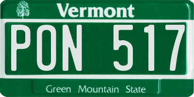 VT license plate PON517