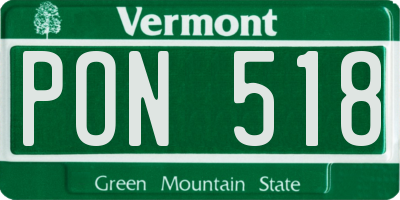VT license plate PON518