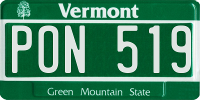 VT license plate PON519