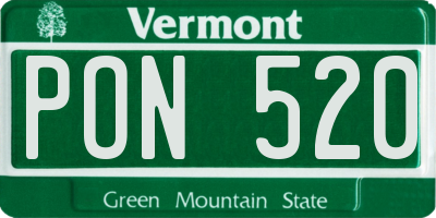 VT license plate PON520