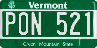 VT license plate PON521