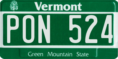 VT license plate PON524