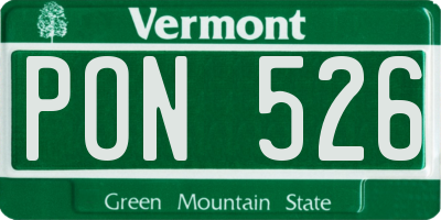 VT license plate PON526