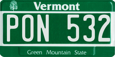 VT license plate PON532
