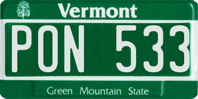 VT license plate PON533