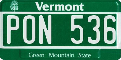 VT license plate PON536