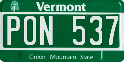 VT license plate PON537