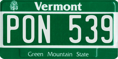 VT license plate PON539