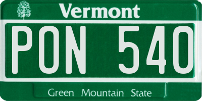 VT license plate PON540