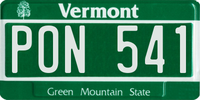 VT license plate PON541