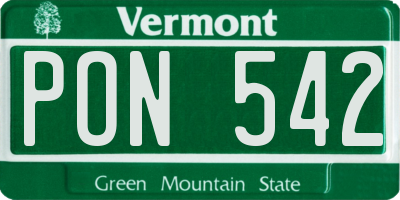 VT license plate PON542