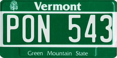 VT license plate PON543