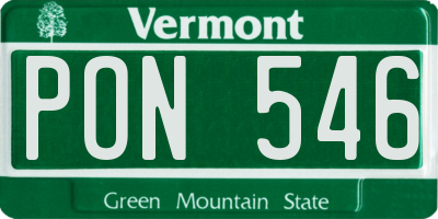VT license plate PON546