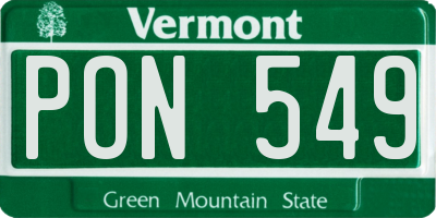 VT license plate PON549