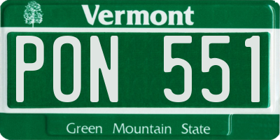 VT license plate PON551