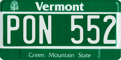 VT license plate PON552