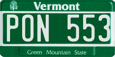 VT license plate PON553