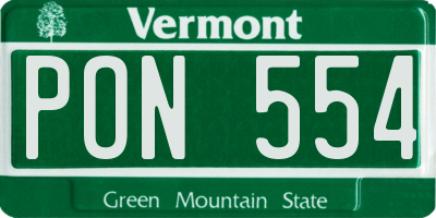 VT license plate PON554