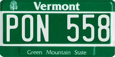 VT license plate PON558