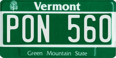 VT license plate PON560