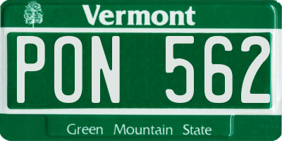 VT license plate PON562