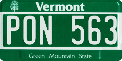 VT license plate PON563