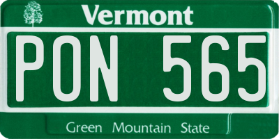 VT license plate PON565