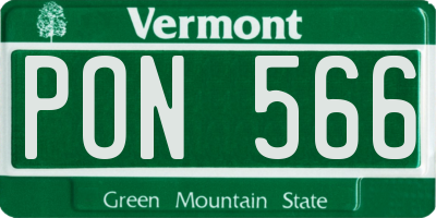 VT license plate PON566