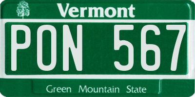 VT license plate PON567
