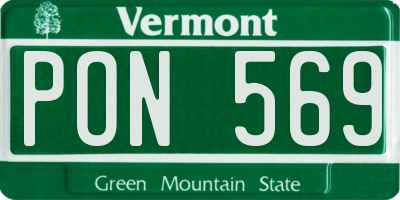 VT license plate PON569