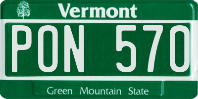 VT license plate PON570