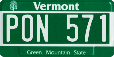 VT license plate PON571