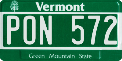 VT license plate PON572
