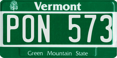VT license plate PON573