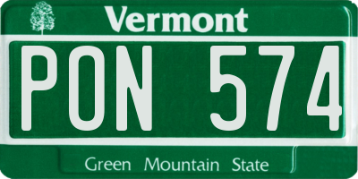 VT license plate PON574